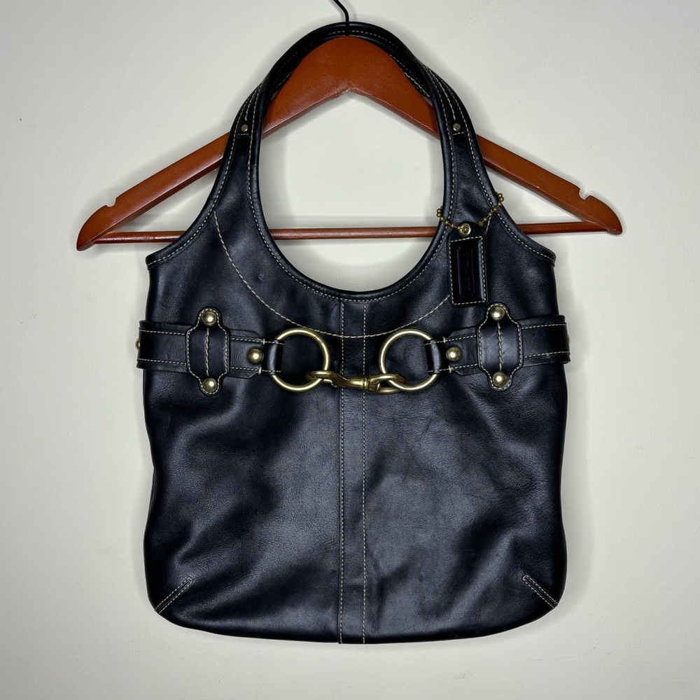 COACH Handbag Black Gold 0793-11266 Womens